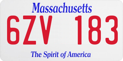 MA license plate 6ZV183