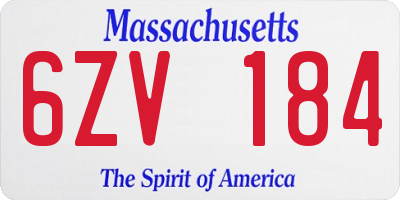 MA license plate 6ZV184
