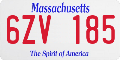 MA license plate 6ZV185