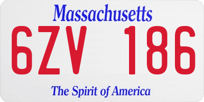 MA license plate 6ZV186