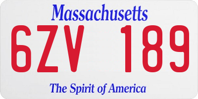 MA license plate 6ZV189