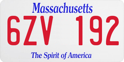 MA license plate 6ZV192