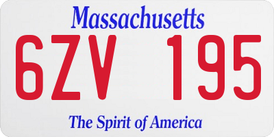 MA license plate 6ZV195