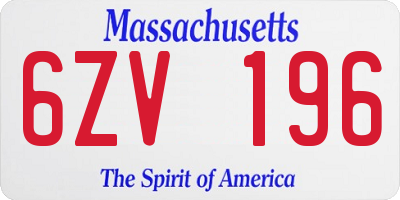MA license plate 6ZV196