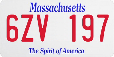 MA license plate 6ZV197