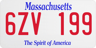 MA license plate 6ZV199