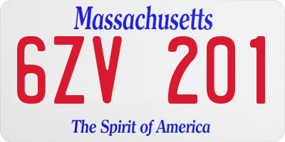 MA license plate 6ZV201