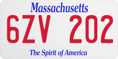 MA license plate 6ZV202
