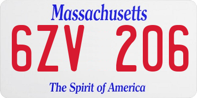MA license plate 6ZV206