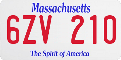 MA license plate 6ZV210