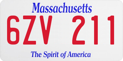 MA license plate 6ZV211