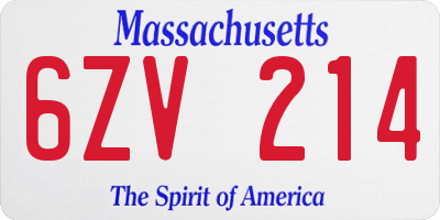 MA license plate 6ZV214