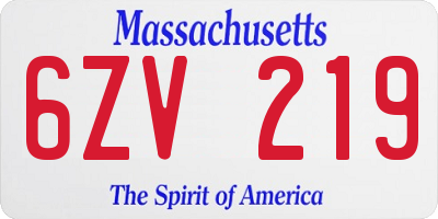 MA license plate 6ZV219