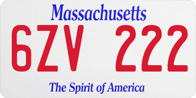 MA license plate 6ZV222