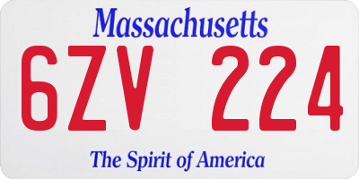 MA license plate 6ZV224