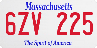 MA license plate 6ZV225