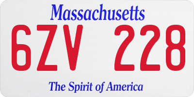MA license plate 6ZV228