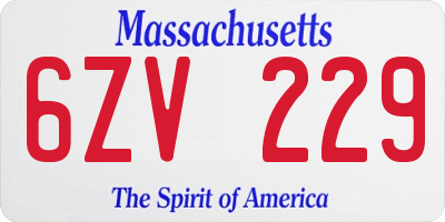 MA license plate 6ZV229