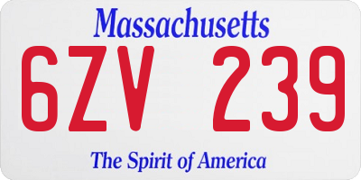 MA license plate 6ZV239