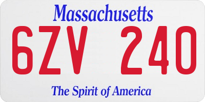 MA license plate 6ZV240