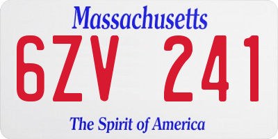 MA license plate 6ZV241
