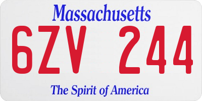 MA license plate 6ZV244