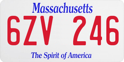 MA license plate 6ZV246