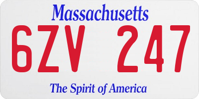 MA license plate 6ZV247