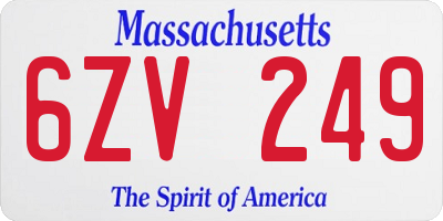 MA license plate 6ZV249