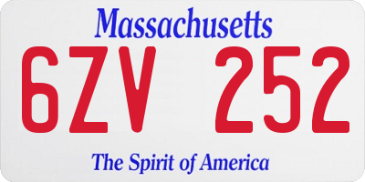 MA license plate 6ZV252
