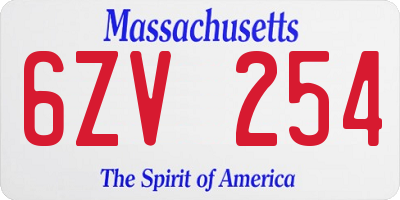 MA license plate 6ZV254