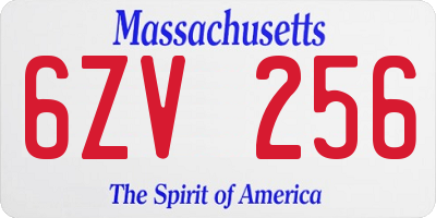 MA license plate 6ZV256