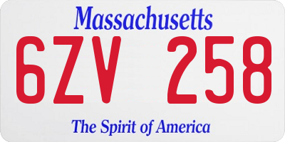 MA license plate 6ZV258