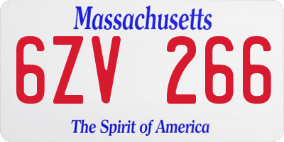 MA license plate 6ZV266