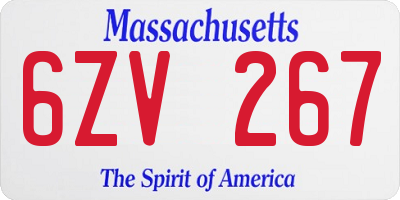 MA license plate 6ZV267