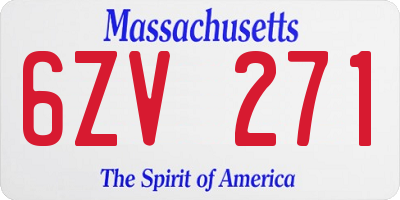 MA license plate 6ZV271