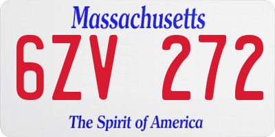 MA license plate 6ZV272