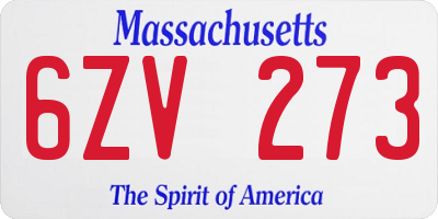 MA license plate 6ZV273