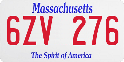 MA license plate 6ZV276
