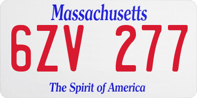 MA license plate 6ZV277