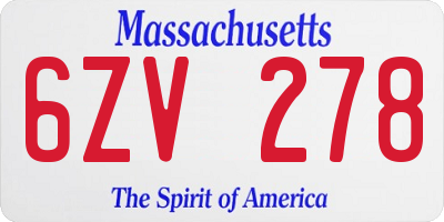 MA license plate 6ZV278