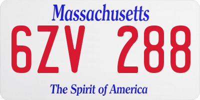MA license plate 6ZV288