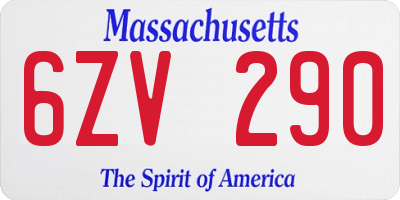 MA license plate 6ZV290