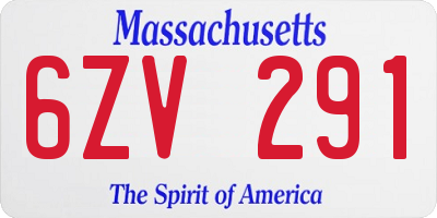 MA license plate 6ZV291