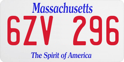MA license plate 6ZV296