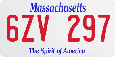 MA license plate 6ZV297