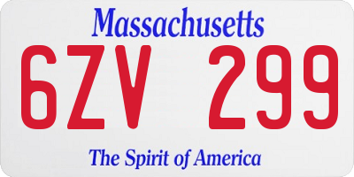 MA license plate 6ZV299