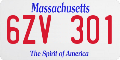 MA license plate 6ZV301