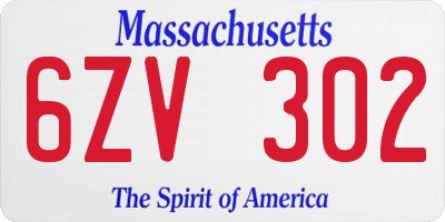 MA license plate 6ZV302