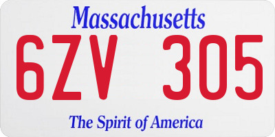 MA license plate 6ZV305